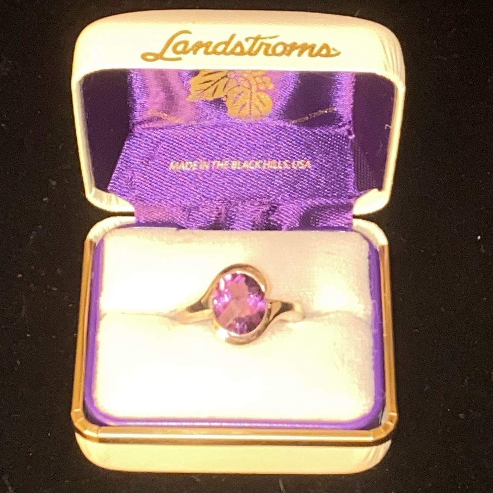 🎄 Sterling Silver Amethyst Ring 925 | Oval Cut Purple Gem | Size 7 🎄